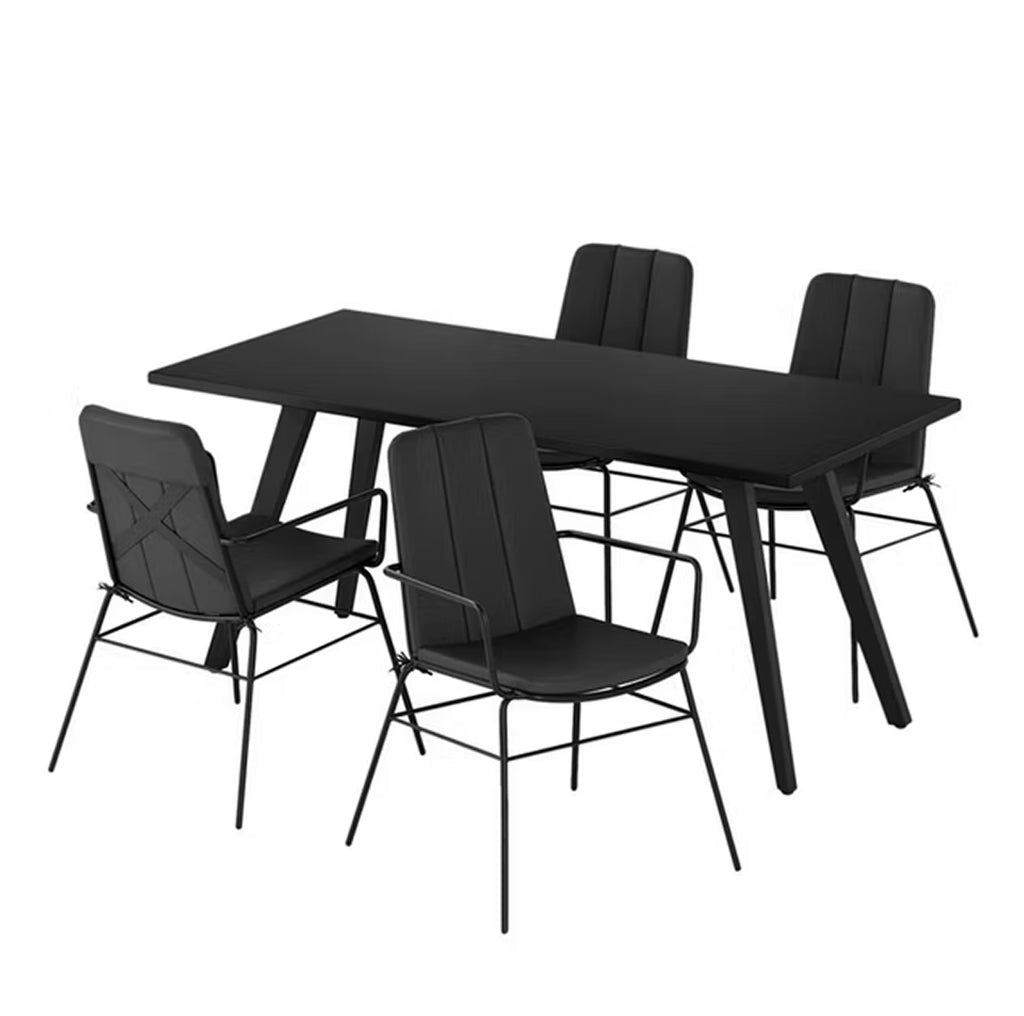 RESTPOSTEN Gartenessgruppe 5-teilig Schwarz