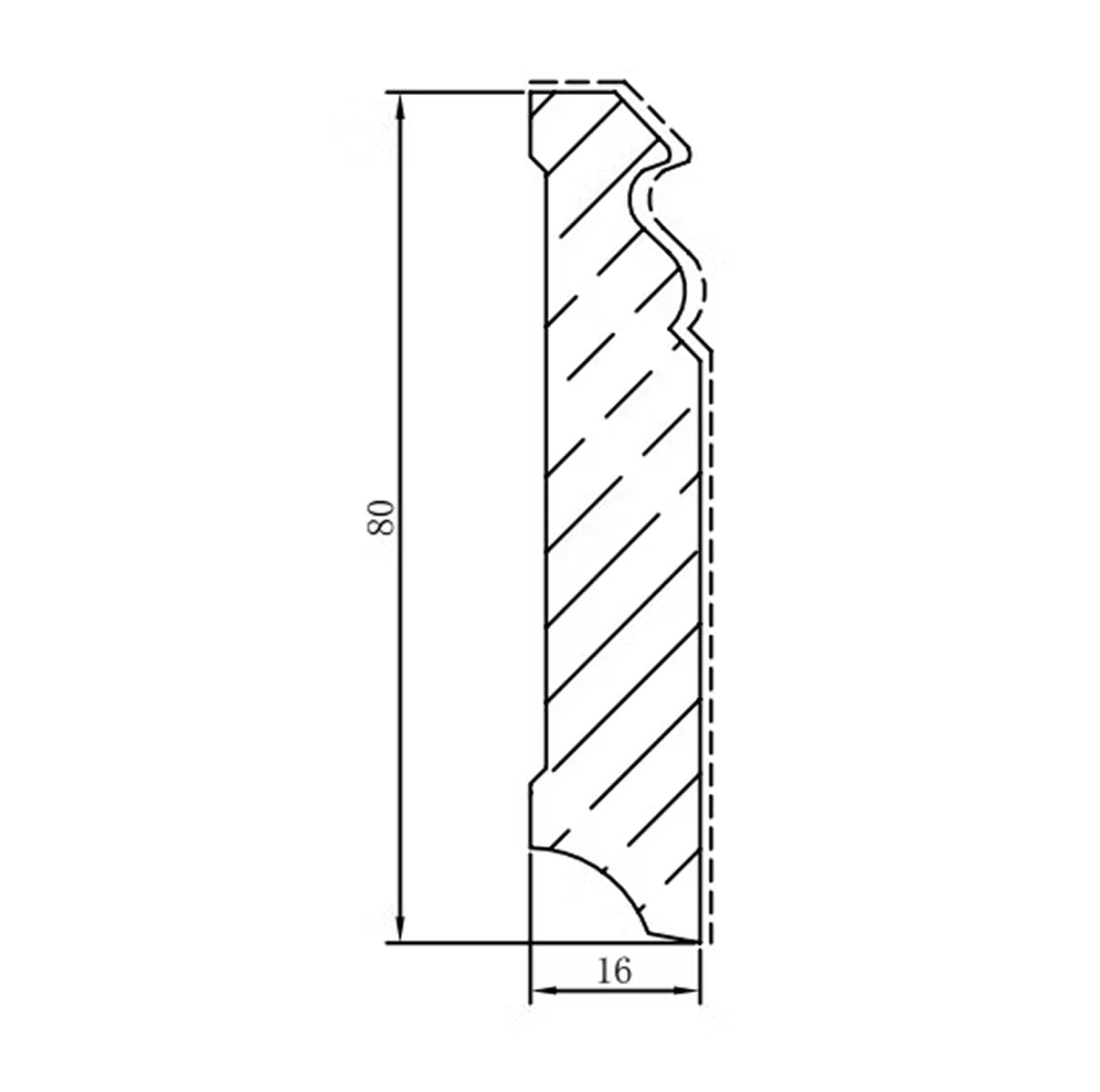 Weiße Profilsockelleiste „Berlin 625“ lackiert – 16 x 80 x 2400 mm