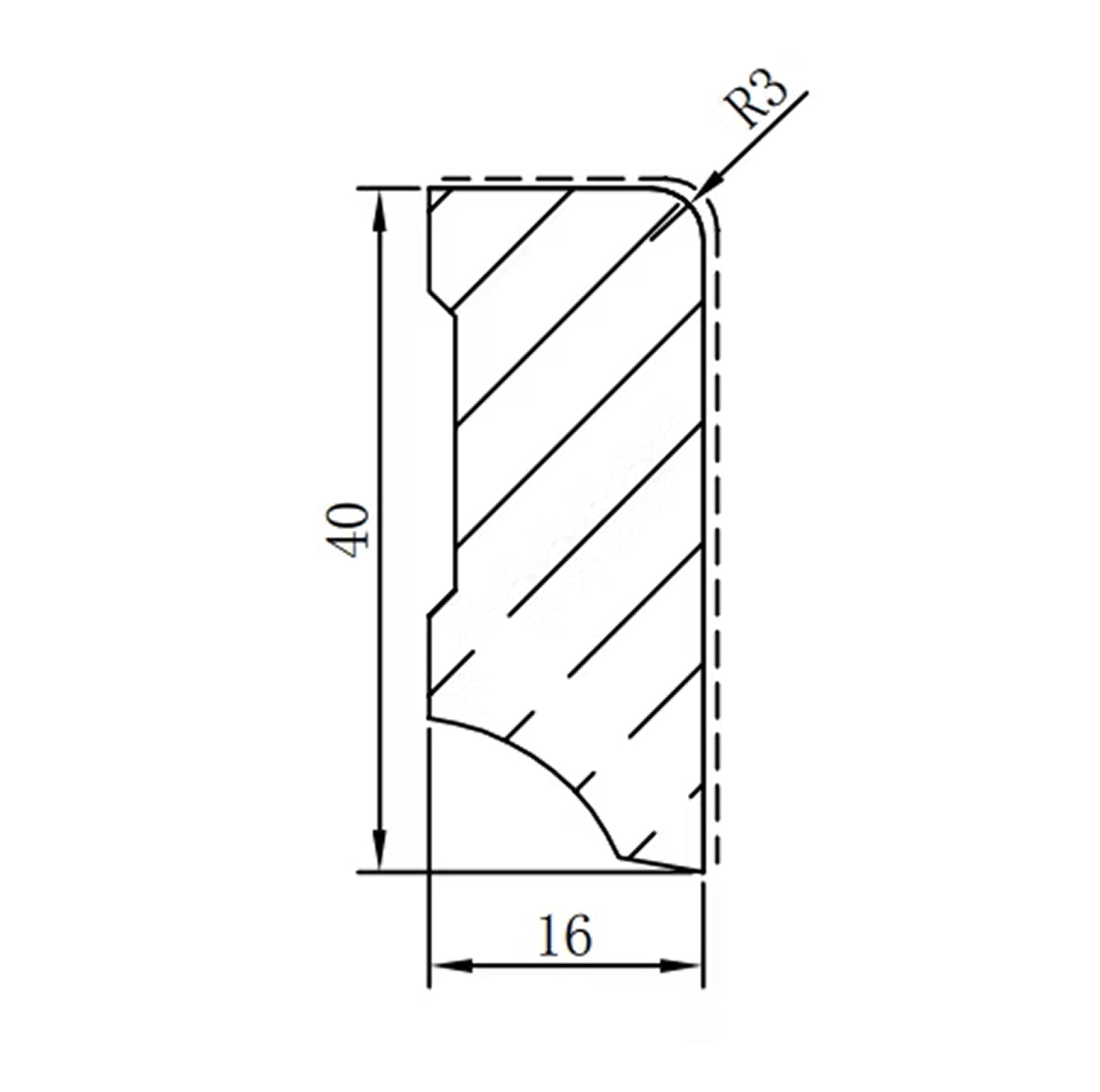 Weiße Sockelleiste „Cube 630“ lackiert – 16 x 40 x 2400 mm