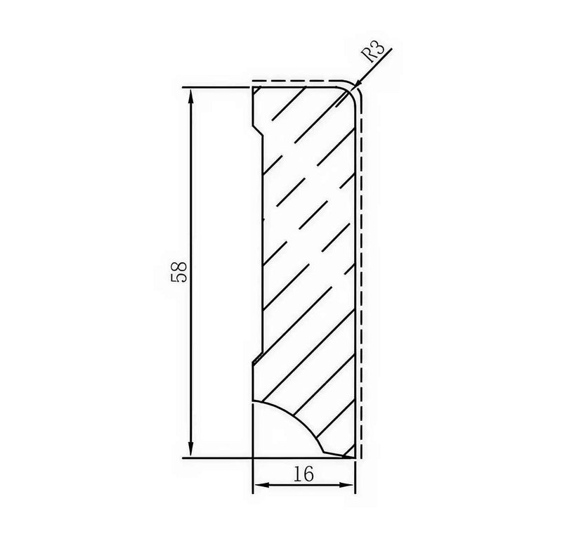 Weiße Sockelleiste „Cube 631“ lackiert – 16 x 58 x 2400 mm