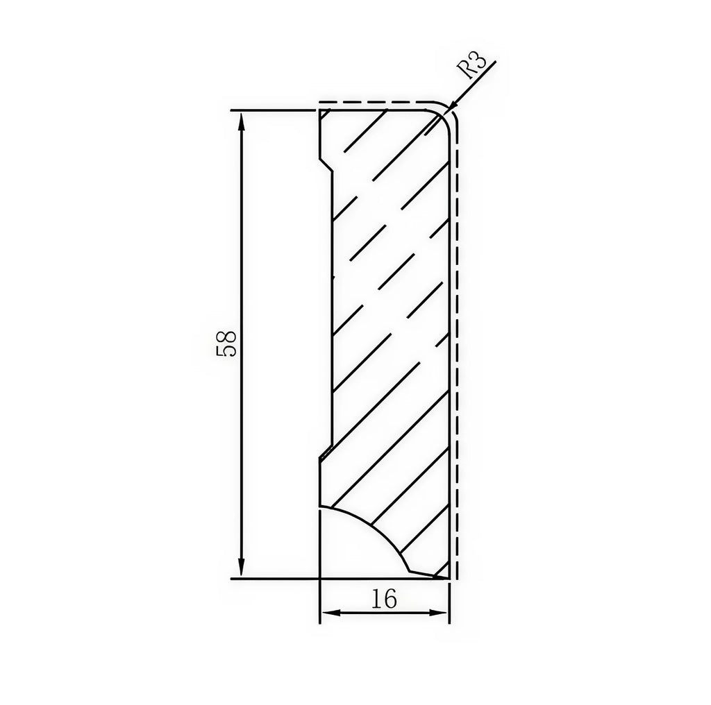 Weiße Sockelleiste „Cube 631“ lackiert – 16 x 58 x 2400 mm