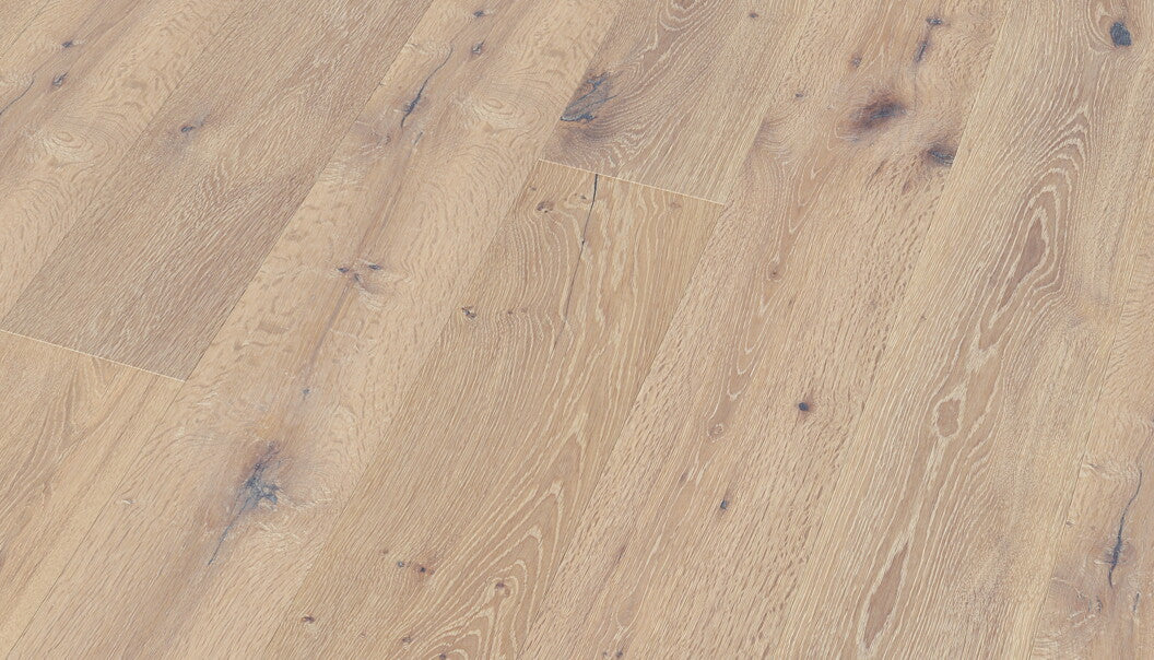 Landhausdiele Eiche Whitewash gekalkt – gebürstet & handgehobelt | 15x189x1900 mm