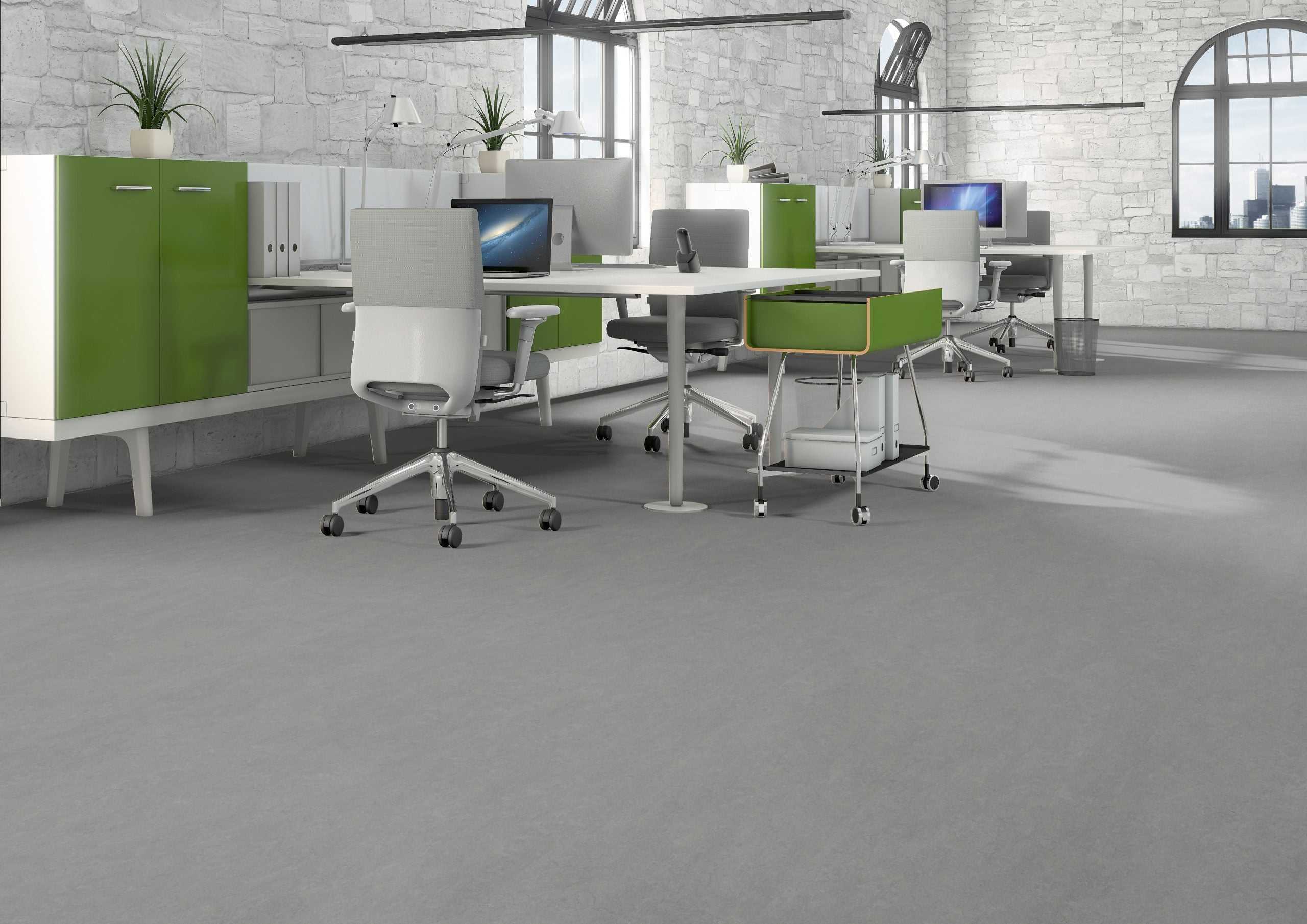 Schiefergrau Linoleum-Klebefliese Pure – wasserfester Linoleumboden in moderner Steinoptik