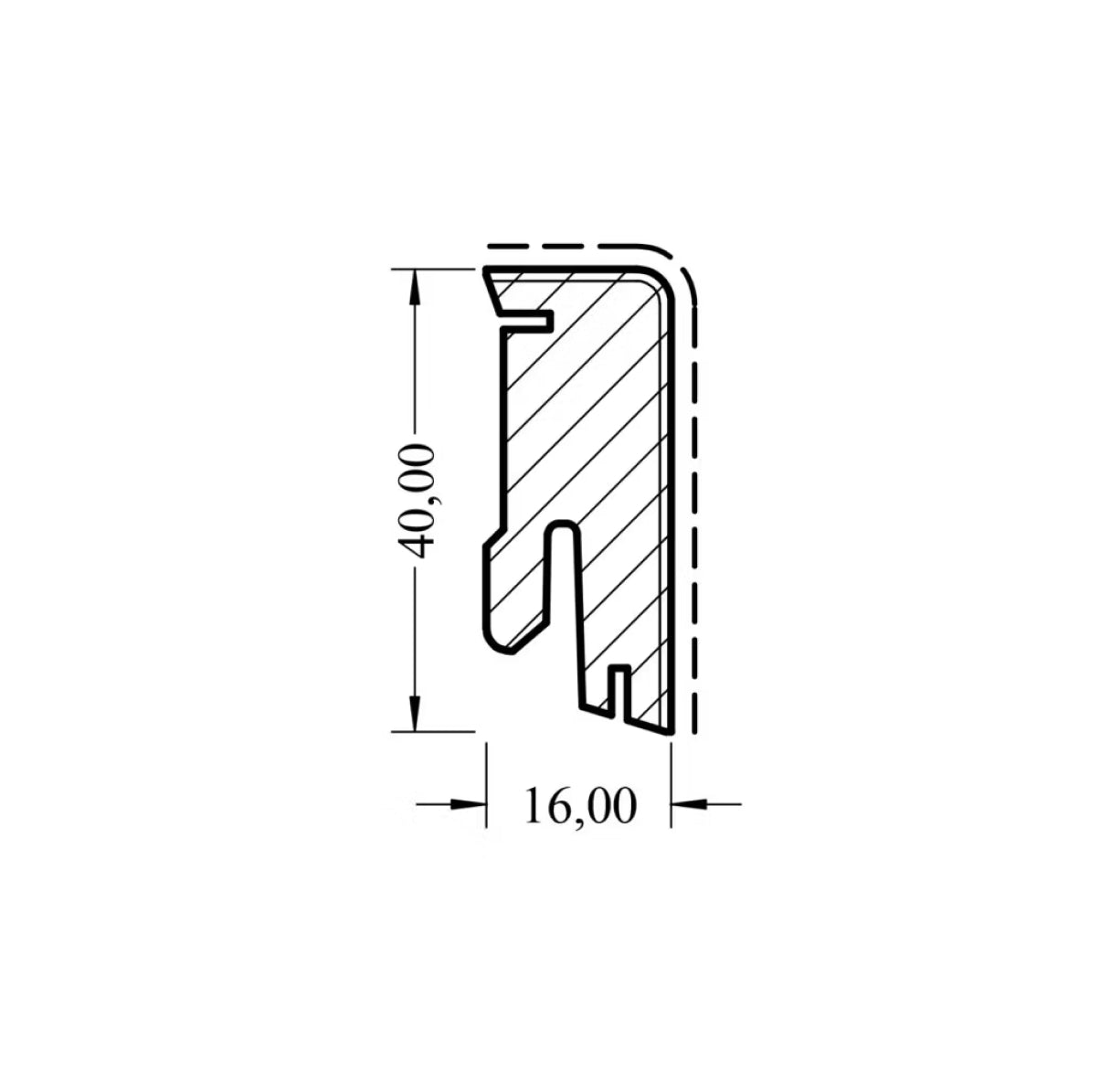 Eiche Holzsockelleiste „Cube“ lackiert – 16 x 40 x 2400 mm