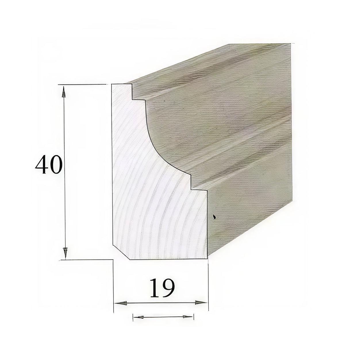 Sockelleiste Kiefer 410 „Leipzig“ roh – 19 x 40 x 2400 mm