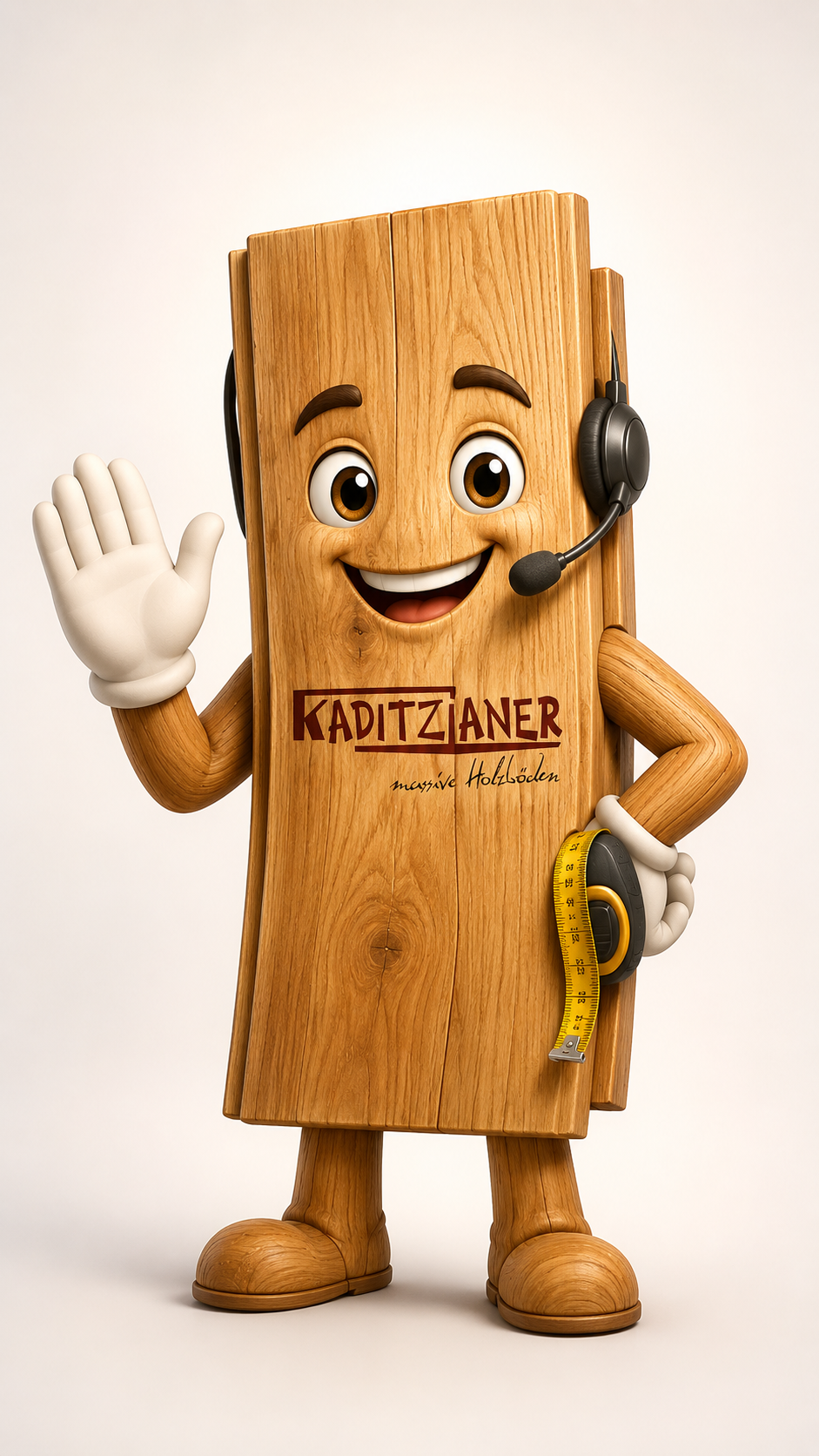 Kaditzianer Maskottchen mit Headset und Maßband